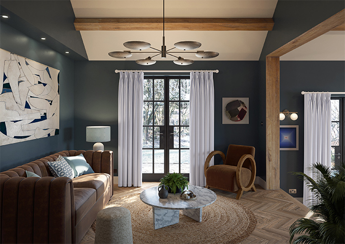 Lace Stripes, Sapphire - Made to Measure Curtains - Image 14